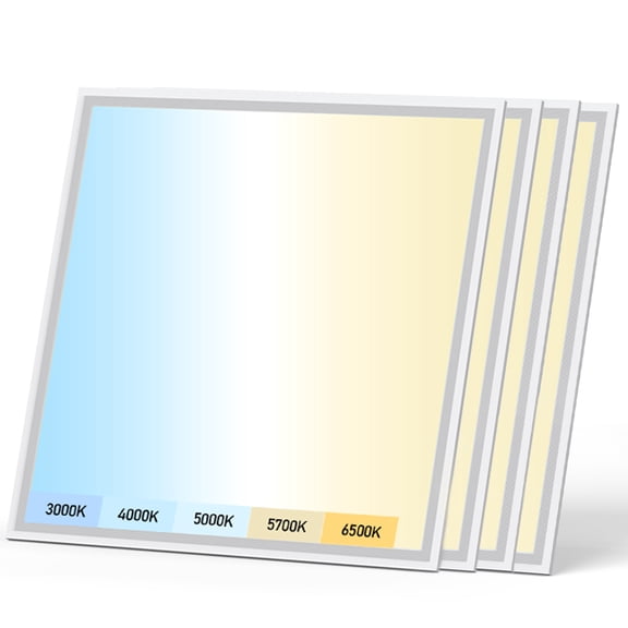 4 Pack 2x2 LED Drop Ceiling Flat Panel Light - 5CCT/5Wattage Selectable 5500LM Dimmable 120-277V for Commercial Home Use