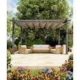 thumbnail image 2 of ChaoLink 10x13 Ft Aluminum Pergola, Outdoor Pergola with Adjustable Canopy, Reinforced Frame Metal Pergola for Backyard, Garden and Deckkahki, 2 of 8