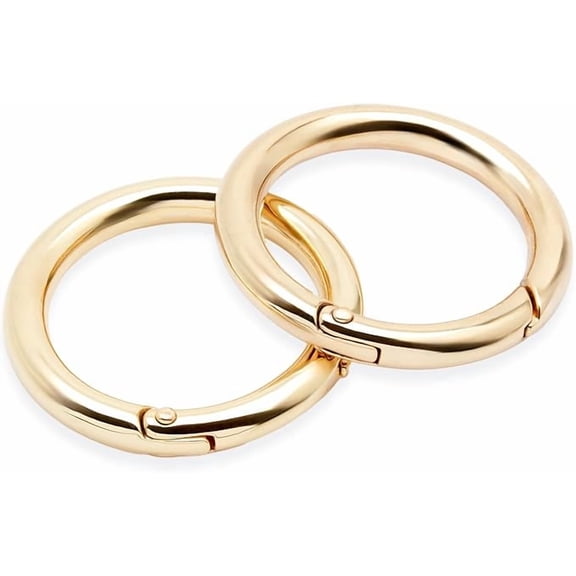 CRAFTME STUDIO Gold 1-1/8" Spring O-Ring Clip (2pcs) – Snap Opening Carabiner Keyring Buckle for Purse & Bag Hardware (SCOS)