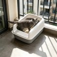 thumbnail image 4 of Open Top High Side Cat Litter Box, Semi-Enclosed Removable Pet Litter Tray, High-Sided Design Prevents Urine Leakage, Non-Stick, Easy to Clean, Indoor Cats Litter Pan, 4 of 6