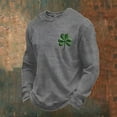 thumbnail image 2 of IWRICH Men's Plus Size Big and Tall T Shirts Shamrock Print St. Patrick's Day Waffle Long Sleeve Tees Casual Muscle Tops Grey XXL, 2 of 3