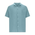 thumbnail image 3 of ZCFZJW Men's Casual Button Down Shirts Lightweight Short Sleeve Textured Summer Beach Vacation Tees Shirt Tops with Pockets Light Blue XXXL, 3 of 5