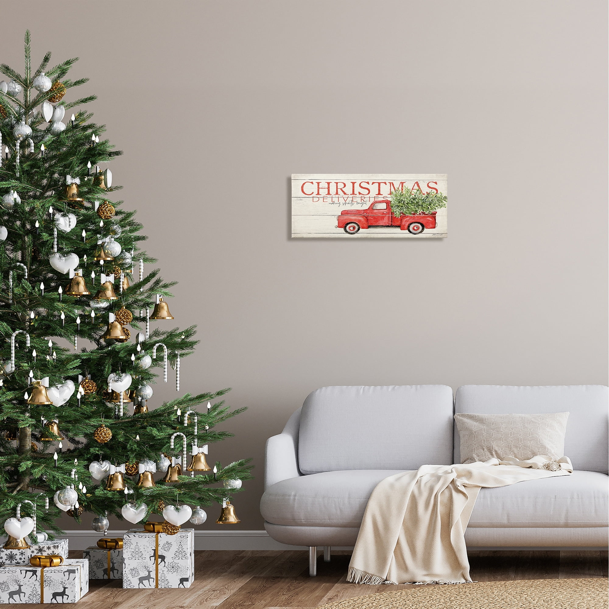 Stupell Industries Christmas Deliveries Red Truck Holiday Painting Gallery Wrapped Canvas Print Wall Art