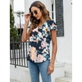 thumbnail image 6 of WQD Women’s Summer Floral Tops Flutter Short Sleeve V Neck Blouse Dressy Casual Loose Fit Tunic Shirts Trendy Ruffle Sleeve T Shirts, 6 of 7
