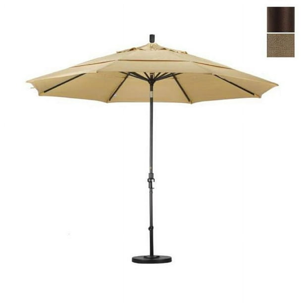 Californie Umbrella GSCU118117-F76-DWV 11 pi Aluminium Marché Umbrella Collier Inclinaison Bronze-ol-fine-tiss- Sésame-Dwv