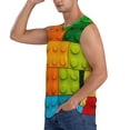 thumbnail image 3 of Lsque Colorful Building Blocks Print Men's Cotton Blend Sleeveless Muscle Shirts (S-3XL)- Moisture Wicking, Odor Protection, UPF 30+,X-Large, 3 of 8