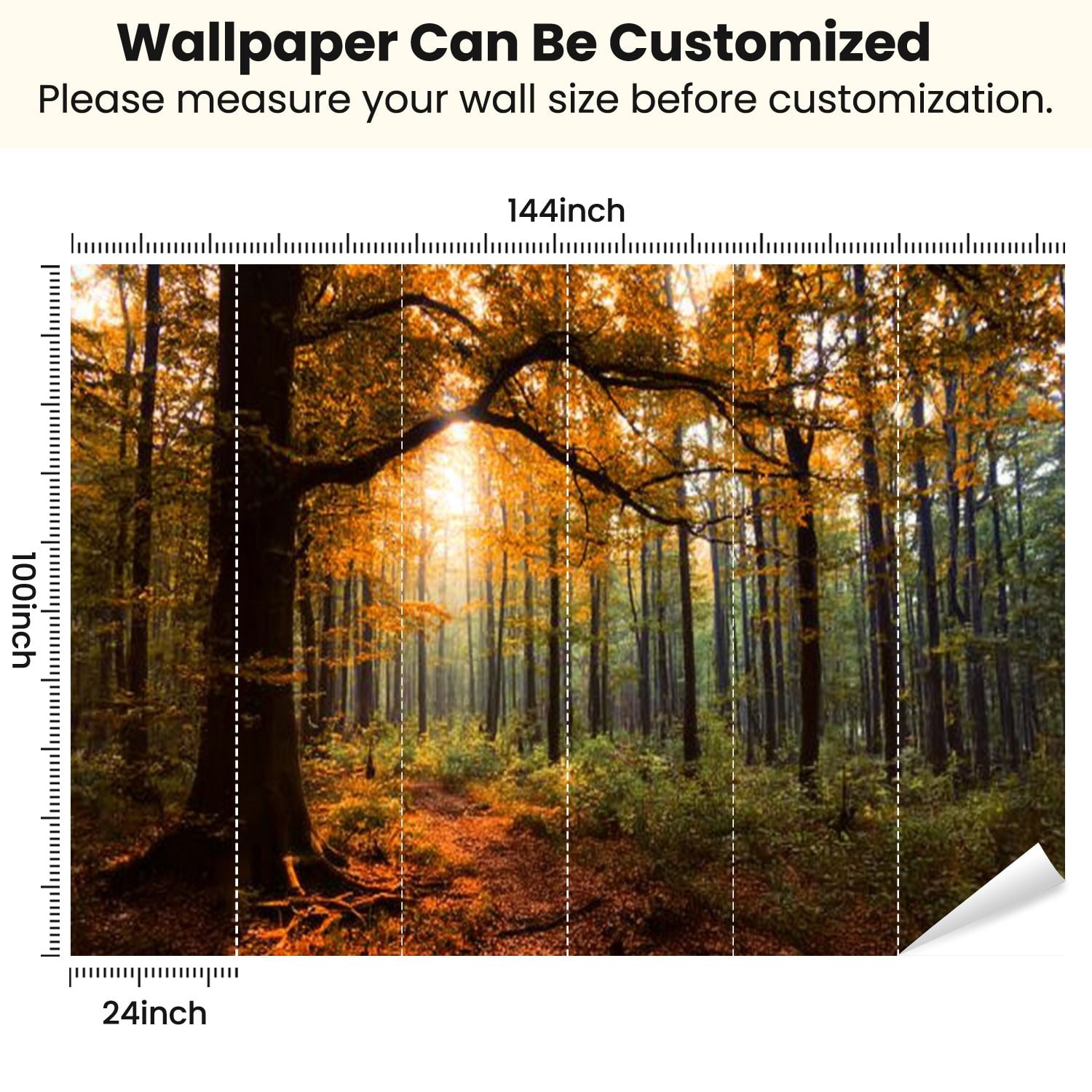 Peel and Stick Wallpaper Forest Modern Art Wall Mural Decor Self Adhesive and Removable 100in x 144in