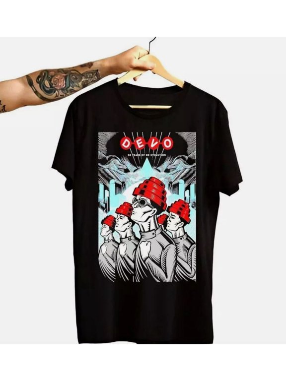 Rare Devo Celebrating 50th Aannivers New Popular All Size Black Cotton T-Shirt