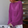 thumbnail image 7 of Women's Mesh Long Sleeve Tops Boat Neck See Through Lightweight Crochet Knit Sweater Style, 7 of 7