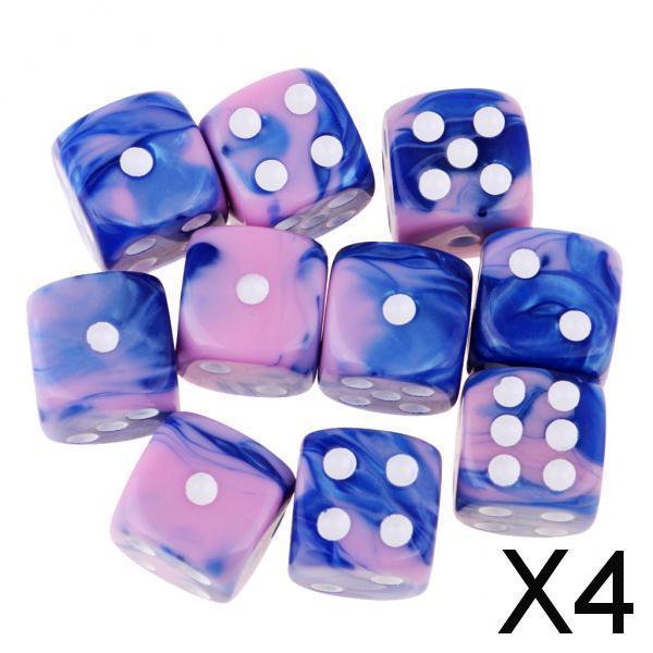 Dados de Juego de 4x6 Caras Baoblaze 16 mm Rosa Azul 4 piezas