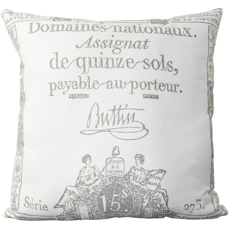 18” Frosted White and Mist Gray Neoclassical Hand-Made Decorative Throw Pillow