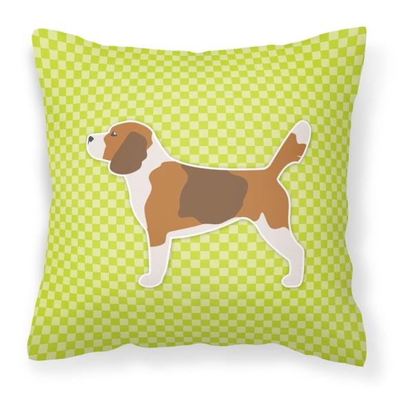 Carolines Treasures BB3810PW1414 Beagle Checkerboard Green Fabric Decorative Pillow