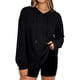thumbnail image 2 of Sudadera con Capucha para Mujer, Informal, de Punto Gofre, de Larga, con Cordón Ajustable, Ligera, con Capucha Negro M, 2 of 8