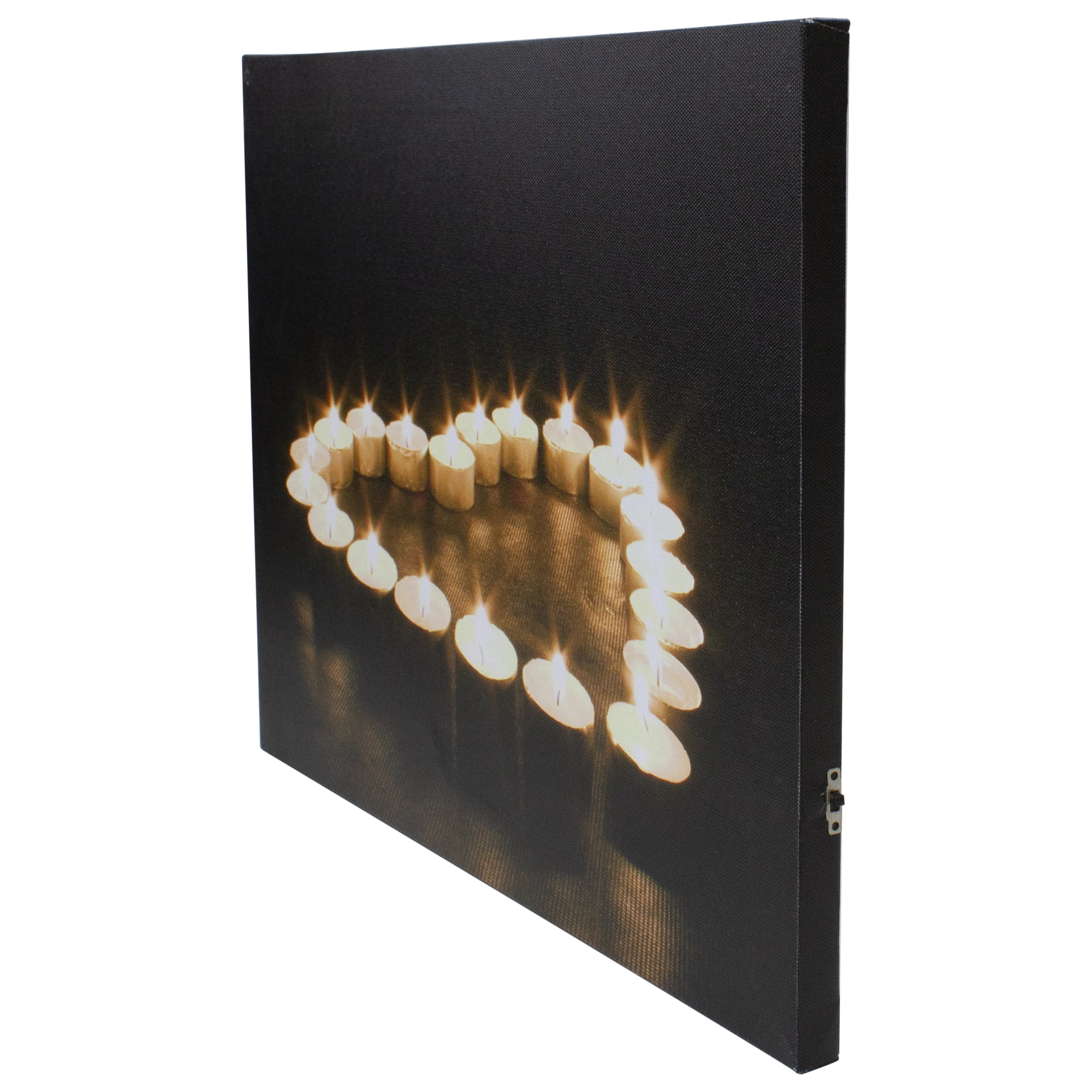 LED Lighted Flickering Heart-Shaped Candles Canvas Wall Art 11.75" x 15.75"