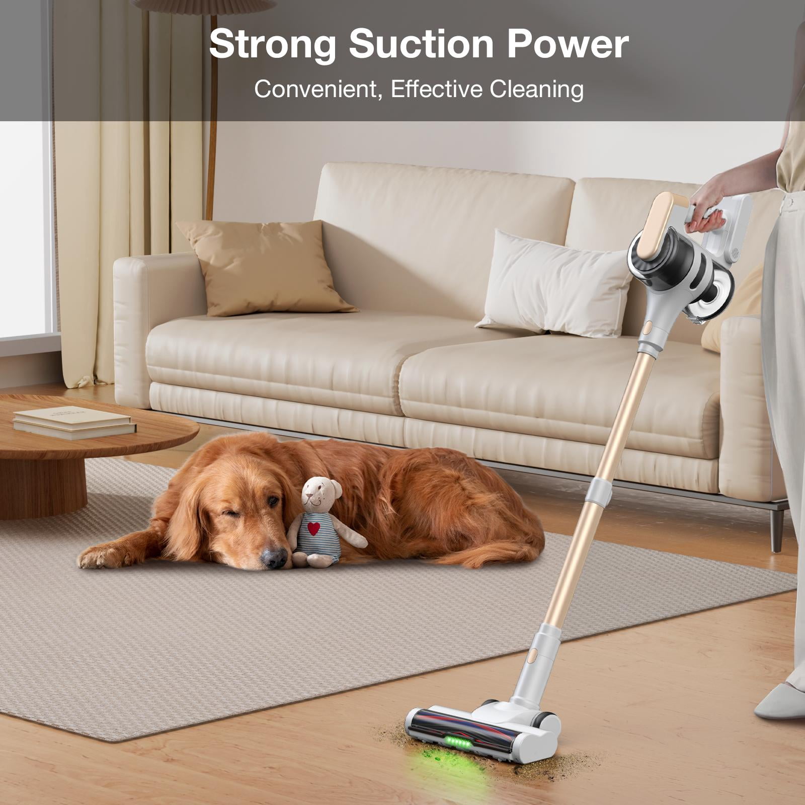 MOOSOO Cordless Vacuum, Powerful But Quiet Stick Vacuum, Lightweight Vacuum Cleaner For Hard Floors, Carpets, Pet Hair