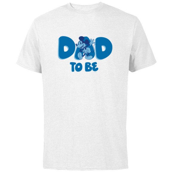 Disney Mickey Mouse Dad To Be - Short Sleeve Cotton T-Shirt for Adults - Customized-White