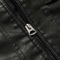 thumbnail image 4 of WIZUTIZ Men's Leather Jacket Solid Color Motorcycle Vintage Zipper Pocket Long Sleeve Hoodless PU Coat for Winter Casual Daily Outdoor Mens Fashion, 4 of 9