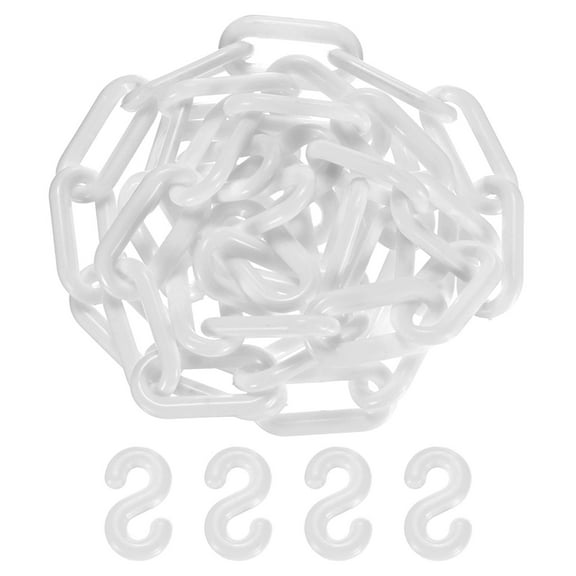 Uxcell Plastic Barriers Chain, 5Ft Length White Plastic Waterproof Safety Chain Link with S-Shaped Buckle Caution Barriers Link