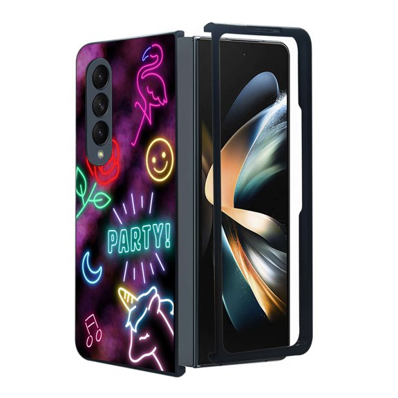 ANJ  Protective Snap-On Design Printed Case Compatible with Samsung Galaxy Z Fold 4 - Party Neon Signs