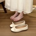 thumbnail image 2 of Gpaecead Women's Bow Flats Solid Color Patent Leather Slip On Soft Sole Comfort Versatile Casual Work Shoes, Beige, 2 of 8