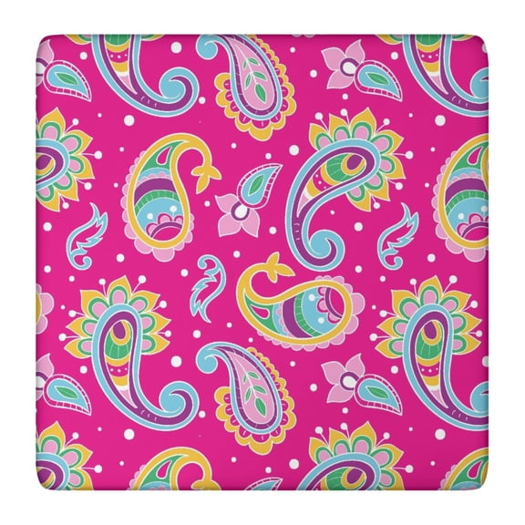 Boho Floral Elastic Table Cover - Snug Fit Square Tablecloth for Indoor/Outdoor Use - Wrinkle-Free & Reusable (Vintage Paisley)