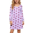 thumbnail image 3 of MKOSPLRT Nightgowns Silk Satin Pajama Dress for 5-15 Years Long Sleeve Sleepwear Soft Princess Cute Print Night Dress Wedding Party Casual Wear, 3 of 9
