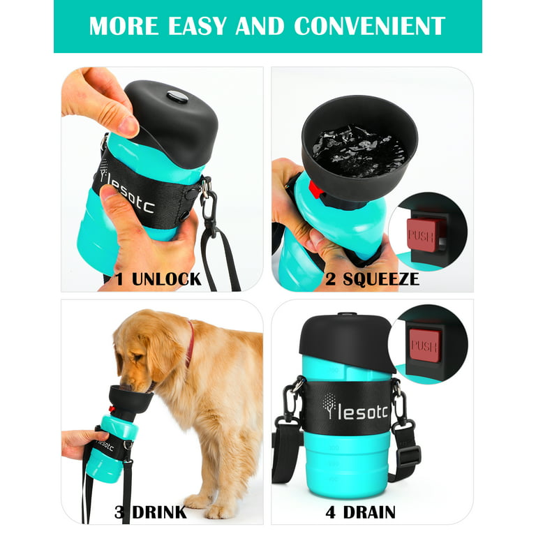 Lesotc Upgraded Dog Water Bottle Foldable,Portable Dog Water Dispenser,Leak  Proo