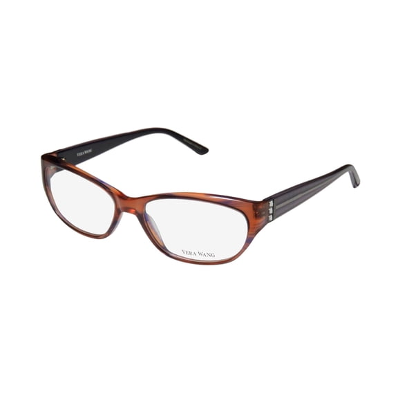 NEW VERA WANG V308 WOMENS/LADIES DESIGNER FULL-RIM TRANSPARENT BROWN / LAVENDER FRAME DEMO LENSES 53-15-135 EYEGLASSES/EYE GLASSES