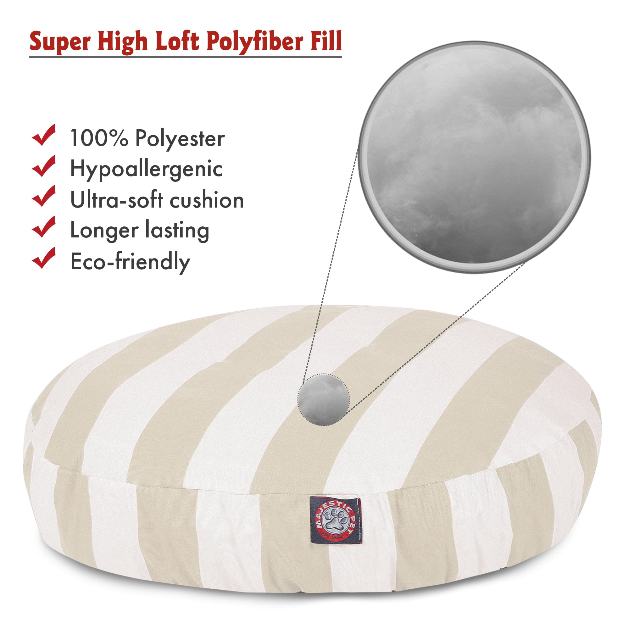 Majestic Pet | Vertical Stripe Round Pet Bed For Dogs, Removable Cover, Sand, Small