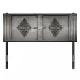thumbnail image 3 of Antique Headboard, Antique Door with Vertical Ornamental Floral Pattern Travel Treasure Monochromic, Upholstered Decorative Metal Bed Headboard with Memory Foam, Full Size, Grey Black, by Ambesonne, 3 of 4
