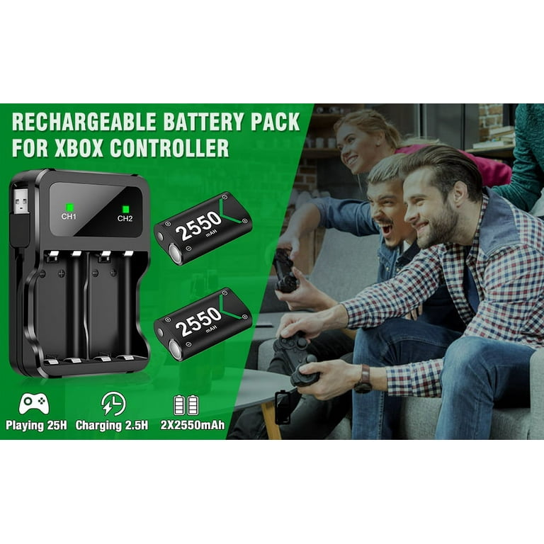 3x2550 mAh Rechargeable Battery Pack for Xbox Series X Controller with 3  Charging Modes,BEBONCOOL Controller Battery Pack for Xbox One/Xbox One S/ Xbox One X/Xbox One Elite Controller 