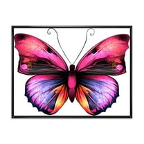 Designart 'Portrait Of Bright Pink Butterfly' Modern Framed Canvas Wall Art Print