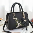 thumbnail image 1 of Elegant Floral Pattern Handbag, Women's Fashion Faux Leather Shoulder Bag, Trendy Double Handle Purse, 1 of 4