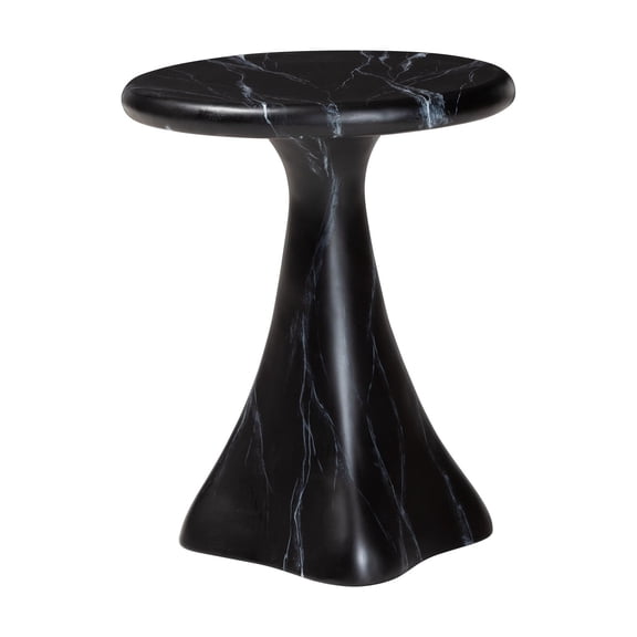 bali & pari Aponi Marbled Resin End Table Sculptural Side Table Black