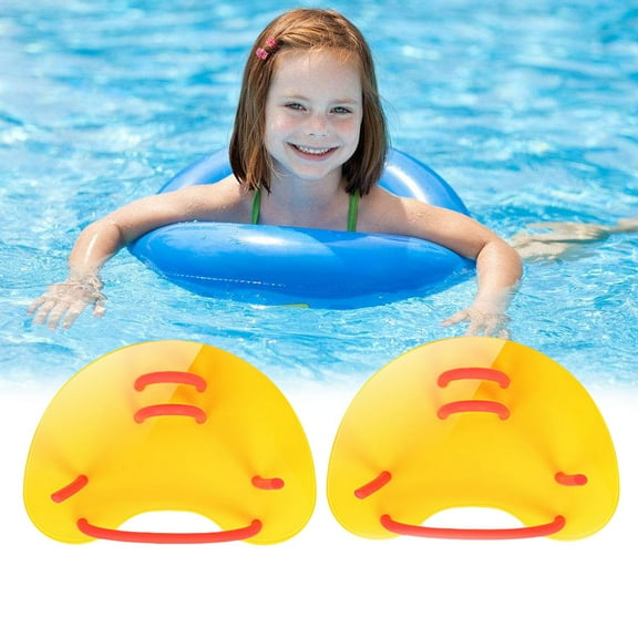 GOOHOCHY Swim Webbed Gloves Adult Swim Webbed Gloves Paddling Palm Swimming Training Equipment for Children Diving(Yellow)