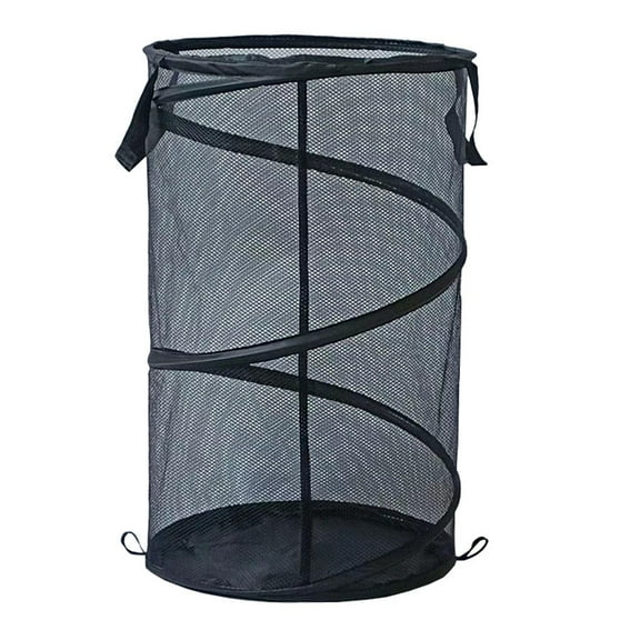 Collapsible Laundry Basket with Lid Foldable Mesh Hamper with Handles for Laundry Room, Bathroom, Kids Room, College Dorm, Travel, Storage Organizer, Black