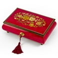 thumbnail image 1 of Radiant 30 Note Italian Red Wine Floral Inlay Musical Jewelry Box with Lock and Key - 5th Symphony (Beethoven), 1 of 2