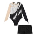 thumbnail image 5 of Traje de baile de Ballet y gimnasia rítmica para niñas, traje artístico de patinaje artístico, leotardo de malla, mono de manga larga con pantalones cortos, 5 of 5