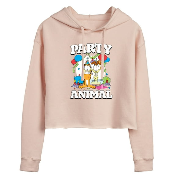 Garfield - Party Animal - Juniors Cropped Pullover Hoodie
