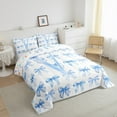thumbnail image 3 of Erosebridal Monogrammed V Comforter Sets Full Size,Cute Bowknot Comforters & Duvets,Blue White Bedding Full Comforter Set,Microfiber Room Decorative Reversible,3-Piece, 3 of 8