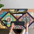 thumbnail image 4 of Long Mouse Pads for Desk,Multicolor Ethnic Mandala Pattern Desk Mats on Top Of Desks, Desk Mouse Pad Extra Large with 3mm Non-Slip Base and Stitched Edge for Gaming,Office,Work,Home 47.3"x23.6", 4 of 6