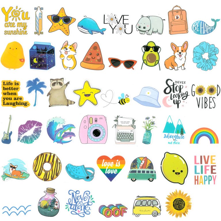 Wrapables Waterproof Vinyl Stickers for Water Bottles, Laptop, Phones,  Skateboards, Decals for Teens, 100pcs, Outdoor Adventures 