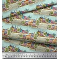 thumbnail image 2 of Soimoi Green Cotton Voile Fabric Landscape & City Digital Printed Fabric 1 Yard 42 Inch Wide, 2 of 3