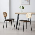 thumbnail image 2 of Dayalane Modern Rattan Dining Chairs Set of 2, PU Leather Upholstered Seats with Open Backrest Metal Legs, Armless Side Chairs for Dining Room or Kitchen, White, 2 of 7