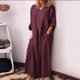 thumbnail image 1 of HH Women's Cotton and Linen Solid Color Loose Dress, 1 of 1