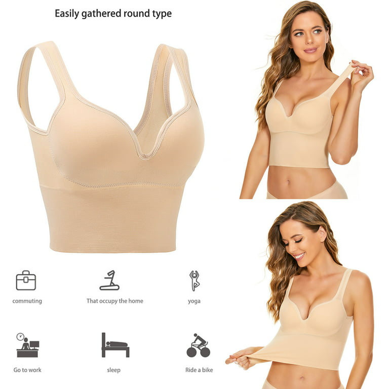 Wireless Bras with Support and Lift 3 Pieces No Wire Comfort Sleep Workout  Activity with Non Removable Pads Shaping T Shirt Bra for Womens Multi-color