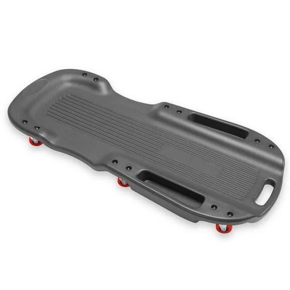 38 Inches Low Profile Plastic Rolling Garage Shop Floor Creeper with Side Pockets & 6pcs Casters, Black