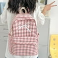 thumbnail image 2 of Women's Compact Cute Trendy Plaid Backpack Y2k Only Kawaii Bow Plaid Daypack Laptop Bag, 2 of 7