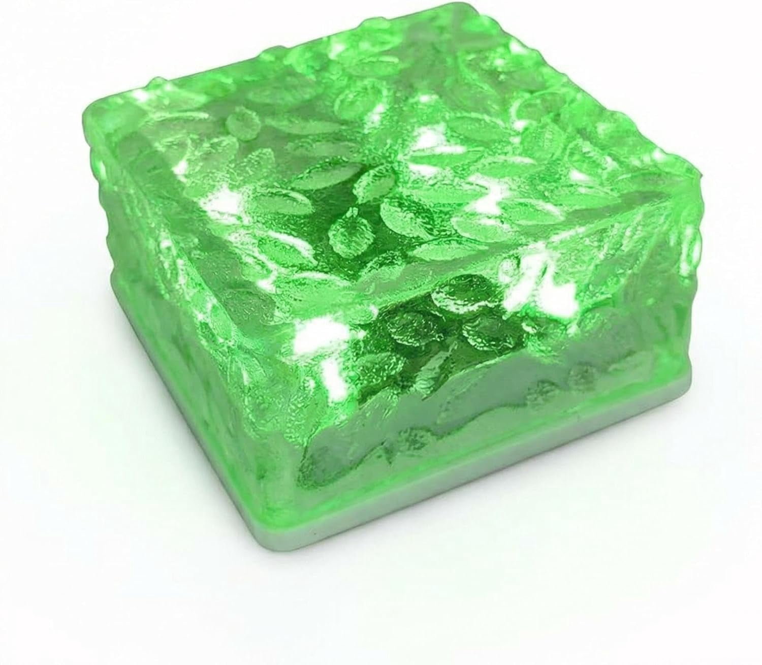 FEFEFW-Solar Powered LED Glass Brick Lights, Multicolor Water Ripple Design, Waterproof In-Ground Landscape Path Lights for Outdoor Garden Patio Walkway (Green)