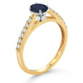 thumbnail image 3 of Gem Stone King 10K Yellow and White Gold Oval Blue Sapphire and White Lab Grown Diamond Engagement Ring for Women (0.73 Cttw, Gemstone September Birthstone, Available in Size 5, 6, 7, 8, 9), 3 of 4